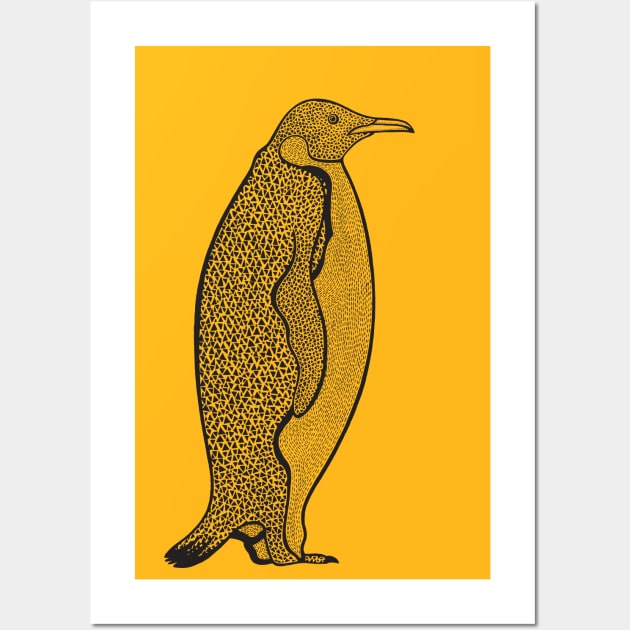 Emperor Penguin Drawing - detailed animal lovers design Wall Art by Green Paladin